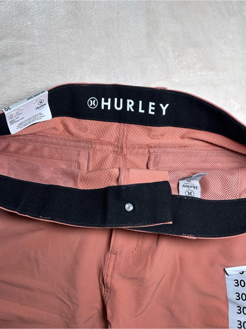 NWT Hurley Men's Trek Hybrid Shorts Sz 30 Orange Salmon Water Repellent Stretch - Picture 7 of 11